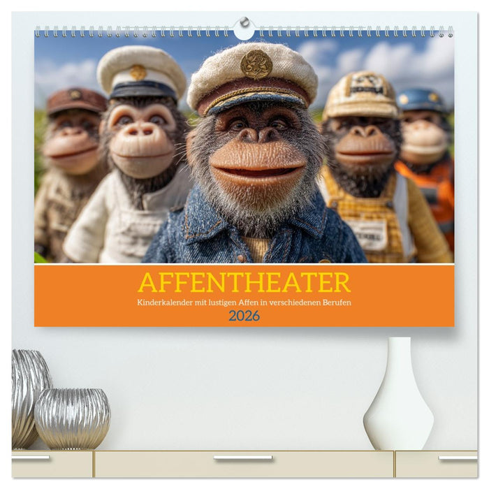 Affentheater - Kinderkalender mit lustigen Affen in verschiedenen Berufen (CALVENDO Premium Wandkalender 2026)