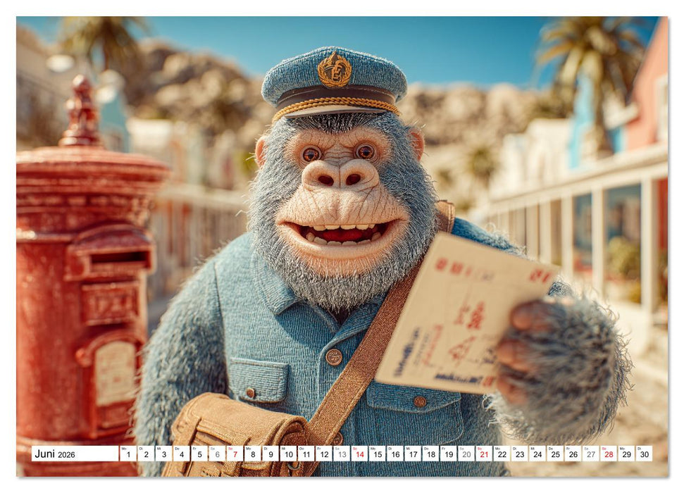 Affentheater - Kinderkalender mit lustigen Affen in verschiedenen Berufen (CALVENDO Premium Wandkalender 2026)