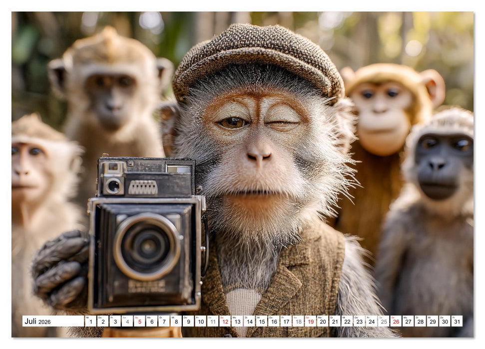 Affentheater - Kinderkalender mit lustigen Affen in verschiedenen Berufen (CALVENDO Premium Wandkalender 2026)