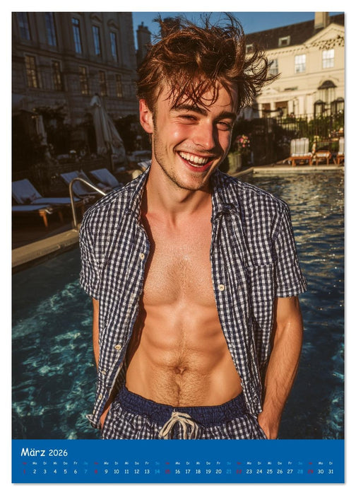 Sexy im Pool - Nackte Männer in Badehose (CALVENDO Wandkalender 2026)