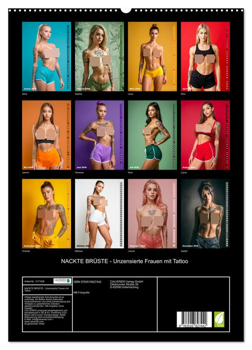NACKTE BRÜSTE - Unzensierte Frauen mit Tattoo (CALVENDO Premium Wandkalender 2026)