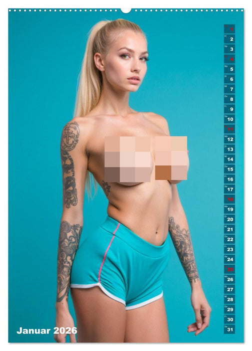 NACKTE BRÜSTE - Unzensierte Frauen mit Tattoo (CALVENDO Premium Wandkalender 2026)
