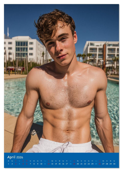 Sexy im Pool - Nackte Männer in Badehose (CALVENDO Premium Wandkalender 2026)
