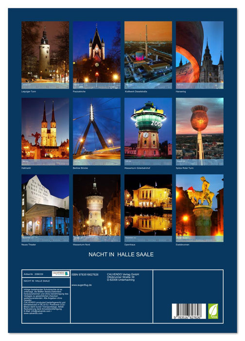 NACHT IN HALLE SAALE (CALVENDO Premium Wandkalender 2026)