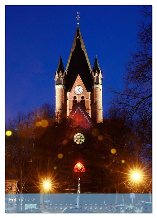 NACHT IN HALLE SAALE (CALVENDO Premium Wandkalender 2026)