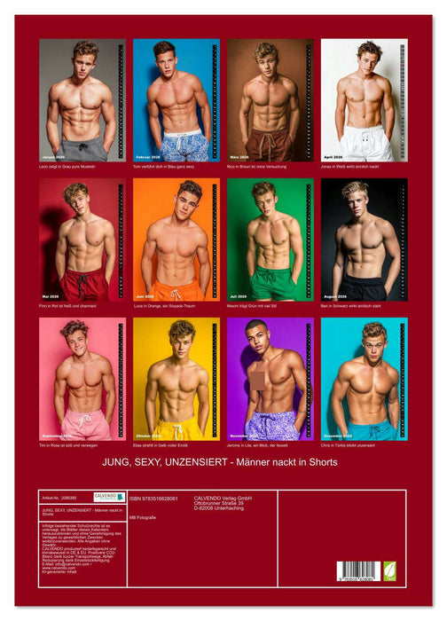 JUNG, SEXY, UNZENSIERT - Männer nackt in Shorts (CALVENDO Wandkalender 2026)