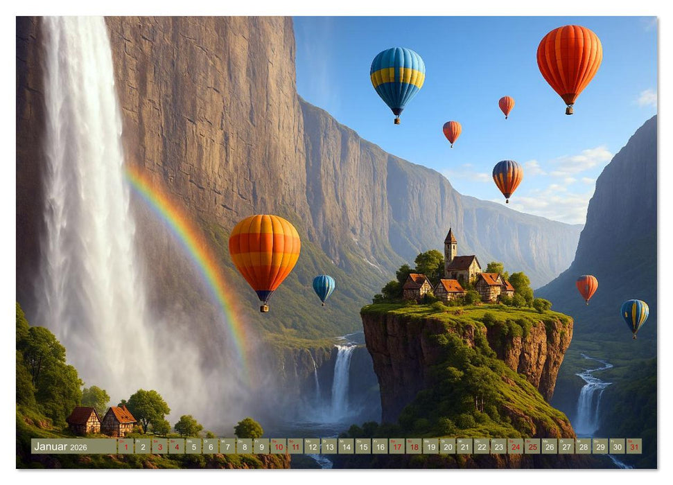 Ballonfahrt durch surreale Welten (CALVENDO Premium Wandkalender 2026)