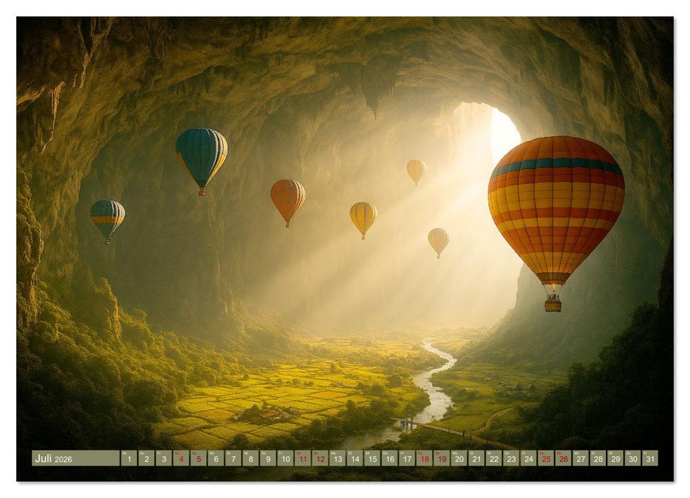 Ballonfahrt durch surreale Welten (CALVENDO Premium Wandkalender 2026)