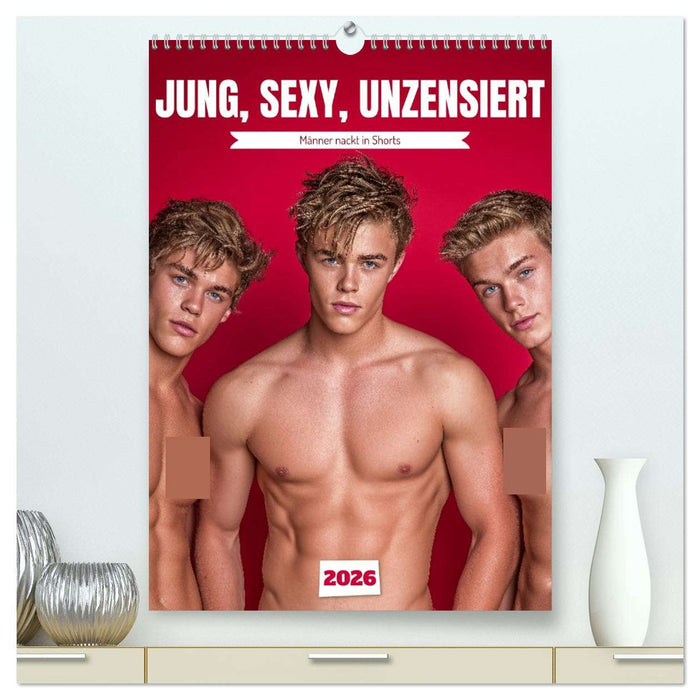 JUNG, SEXY, UNZENSIERT - Männer nackt in Shorts (CALVENDO Premium Wandkalender 2026)