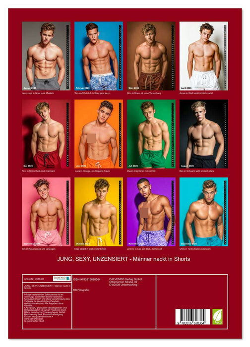 JUNG, SEXY, UNZENSIERT - Männer nackt in Shorts (CALVENDO Premium Wandkalender 2026)