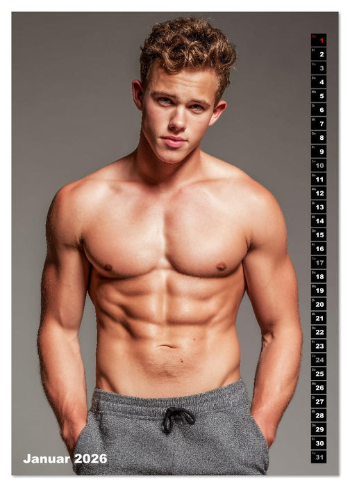 JUNG, SEXY, UNZENSIERT - Männer nackt in Shorts (CALVENDO Premium Wandkalender 2026)