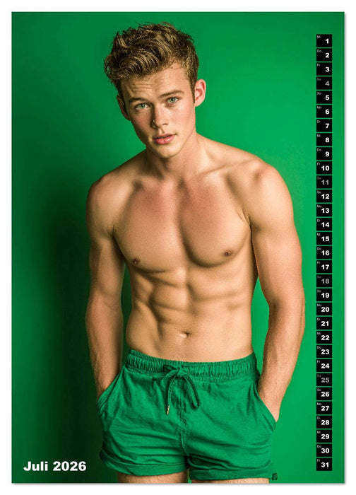 JUNG, SEXY, UNZENSIERT - Männer nackt in Shorts (CALVENDO Premium Wandkalender 2026)