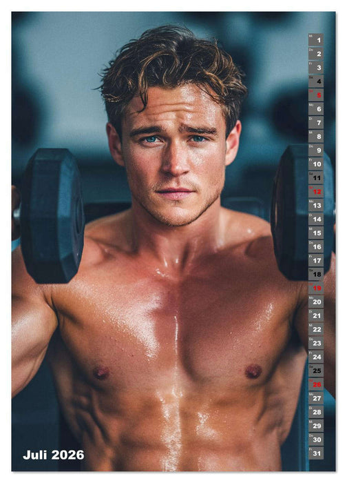 Heiße Versuchung - Männer-Erotik beim Training (CALVENDO Premium Wandkalender 2026)