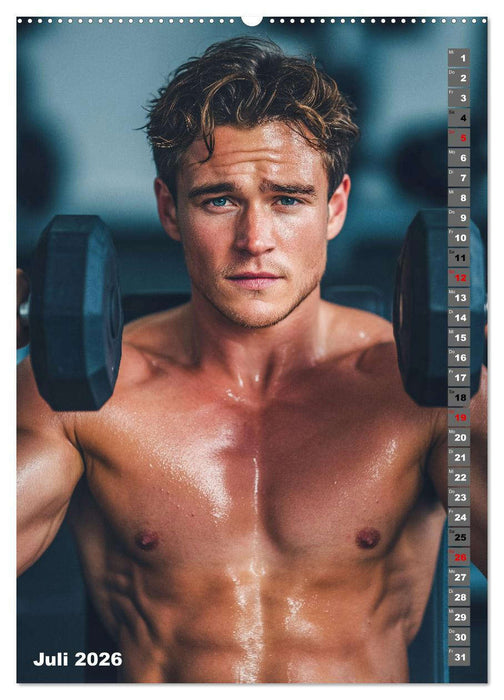 Heiße Versuchung - Männer-Erotik beim Training (CALVENDO Premium Wandkalender 2026)