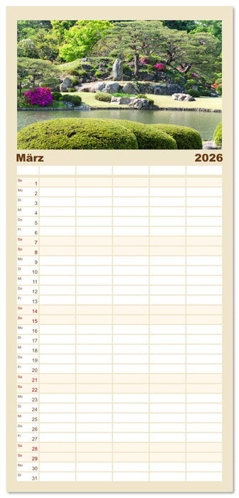 Gärten in Japan (CALVENDO Familienplaner 2026)
