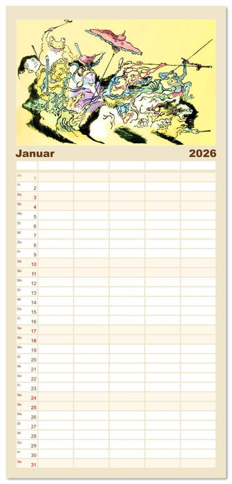 Kawanabe Kyosai - Einhundert Dämonen (CALVENDO Familienplaner 2026)