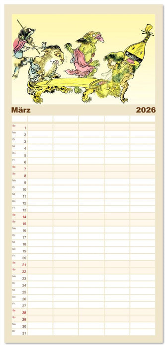 Kawanabe Kyosai - Einhundert Dämonen (CALVENDO Familienplaner 2026)