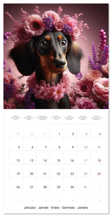Dachshund Joy and Flower Beauty (CALVENDO Monthly Calendar 2026)