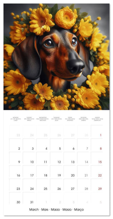 Dachshund Joy and Flower Beauty (CALVENDO Monthly Calendar 2026)