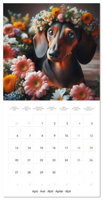 Dachshund Joy and Flower Beauty (CALVENDO Monthly Calendar 2026)