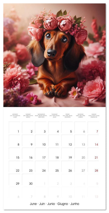 Dachshund Joy and Flower Beauty (CALVENDO Monthly Calendar 2026)