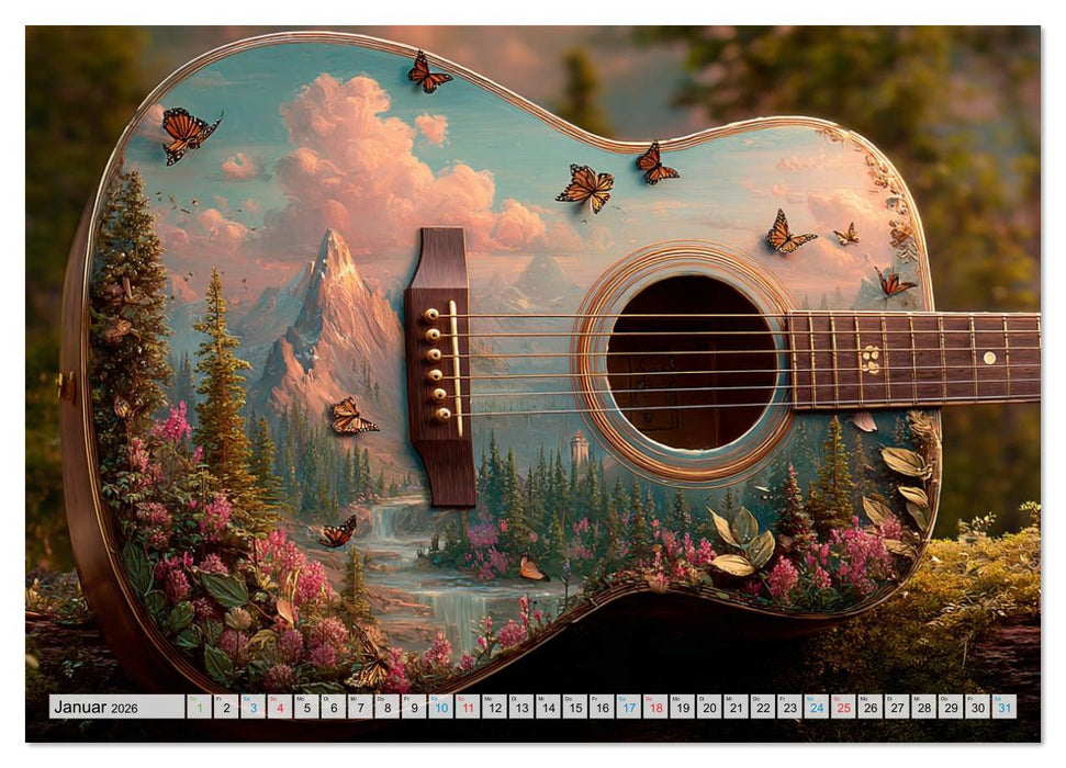 Saitenzauber – Gitarren im Bilderklang (CALVENDO Wandkalender 2026)