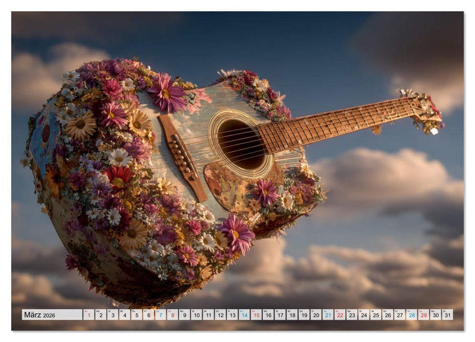Saitenzauber – Gitarren im Bilderklang (CALVENDO Premium Wandkalender 2026)