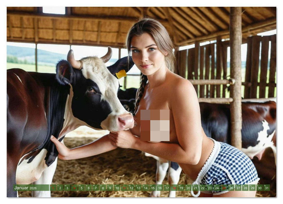 Sexy Bäuerinnen - Nackte Frauen auf dem Bauernhof (CALVENDO Premium Wandkalender 2026)