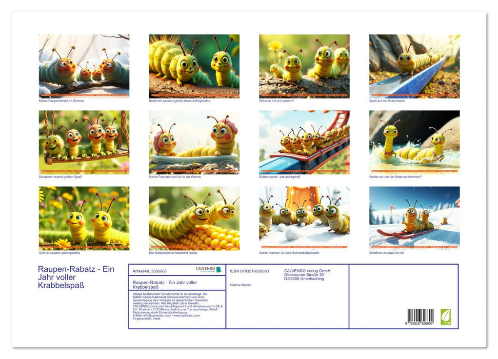 Raupen-Rabatz - Ein Jahr voller Krabbelspaß (CALVENDO Wandkalender 2026)