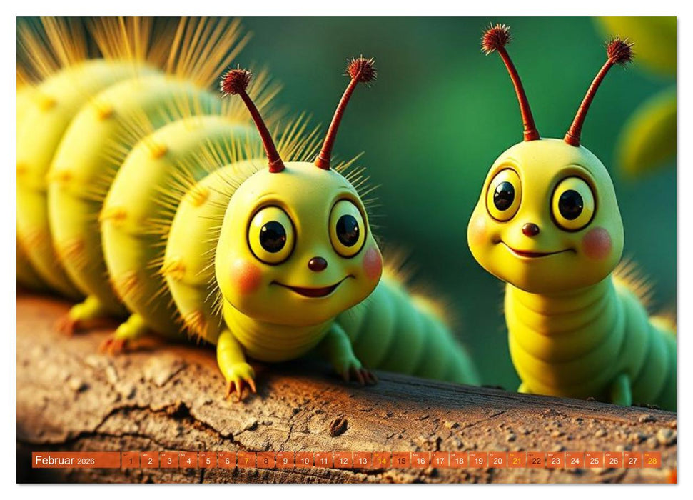 Raupen-Rabatz - Ein Jahr voller Krabbelspaß (CALVENDO Wandkalender 2026)