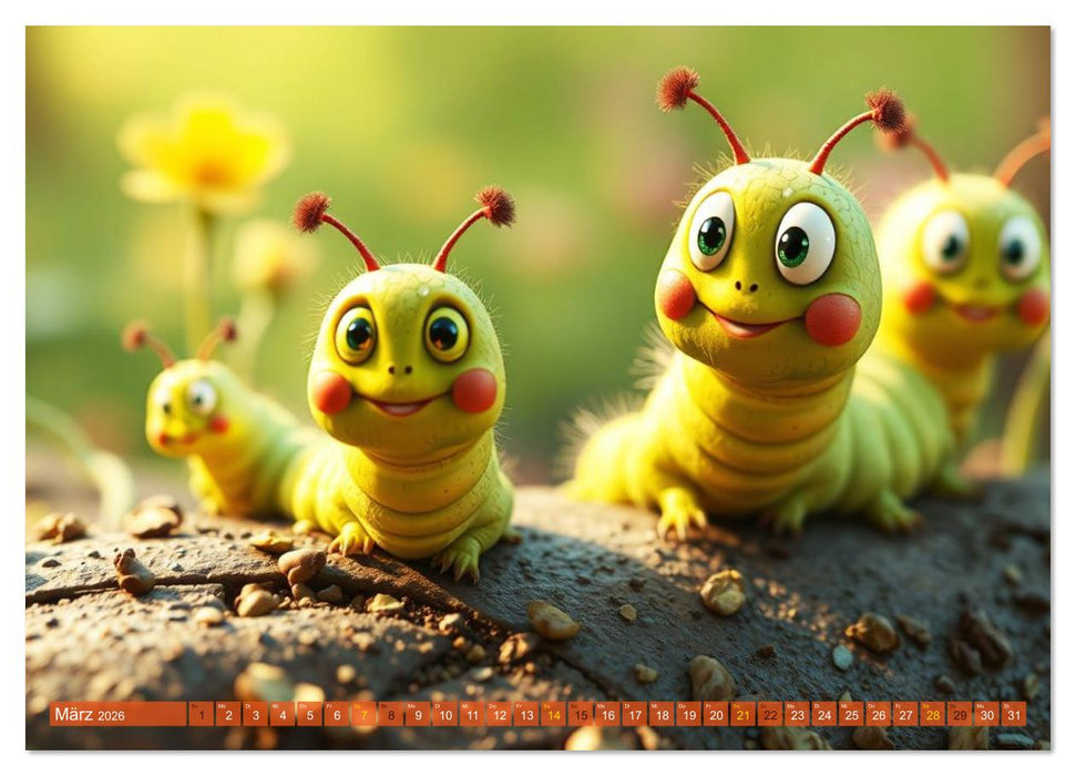 Raupen-Rabatz - Ein Jahr voller Krabbelspaß (CALVENDO Wandkalender 2026)