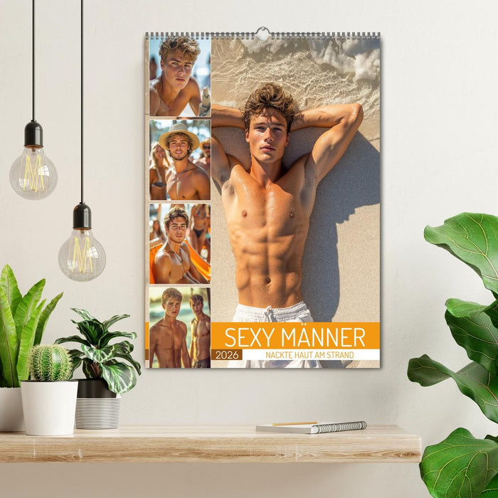 SEXY MÄNNER - Nackte Haut am Strand (CALVENDO Wandkalender 2026)