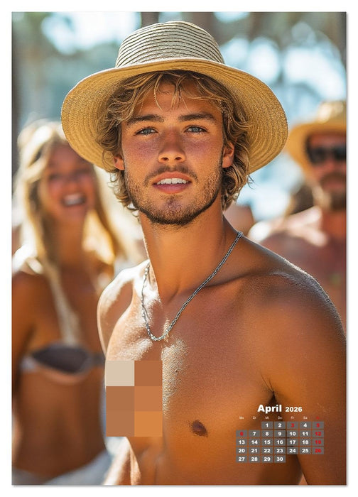 SEXY MÄNNER - Nackte Haut am Strand (CALVENDO Wandkalender 2026)