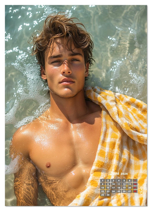 SEXY MÄNNER - Nackte Haut am Strand (CALVENDO Wandkalender 2026)
