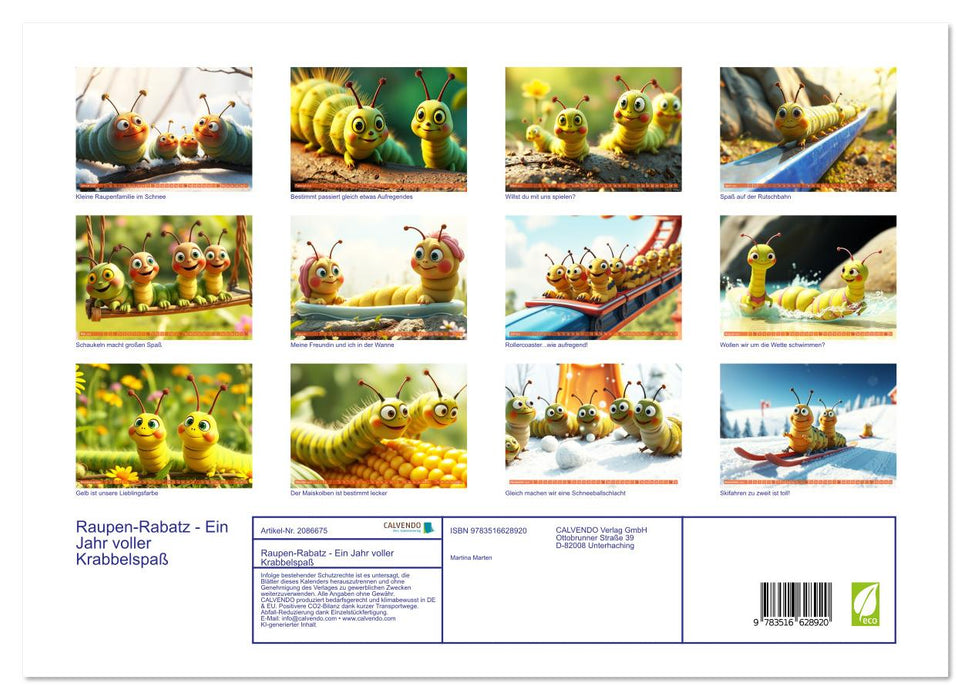 Raupen-Rabatz - Ein Jahr voller Krabbelspaß (CALVENDO Premium Wandkalender 2026)