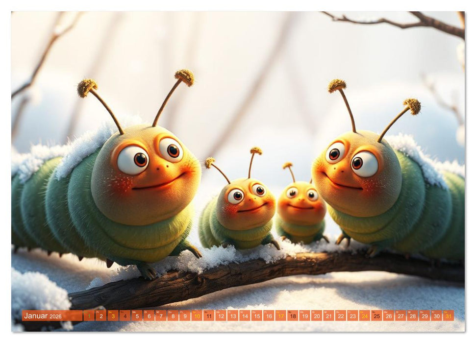 Raupen-Rabatz - Ein Jahr voller Krabbelspaß (CALVENDO Premium Wandkalender 2026)