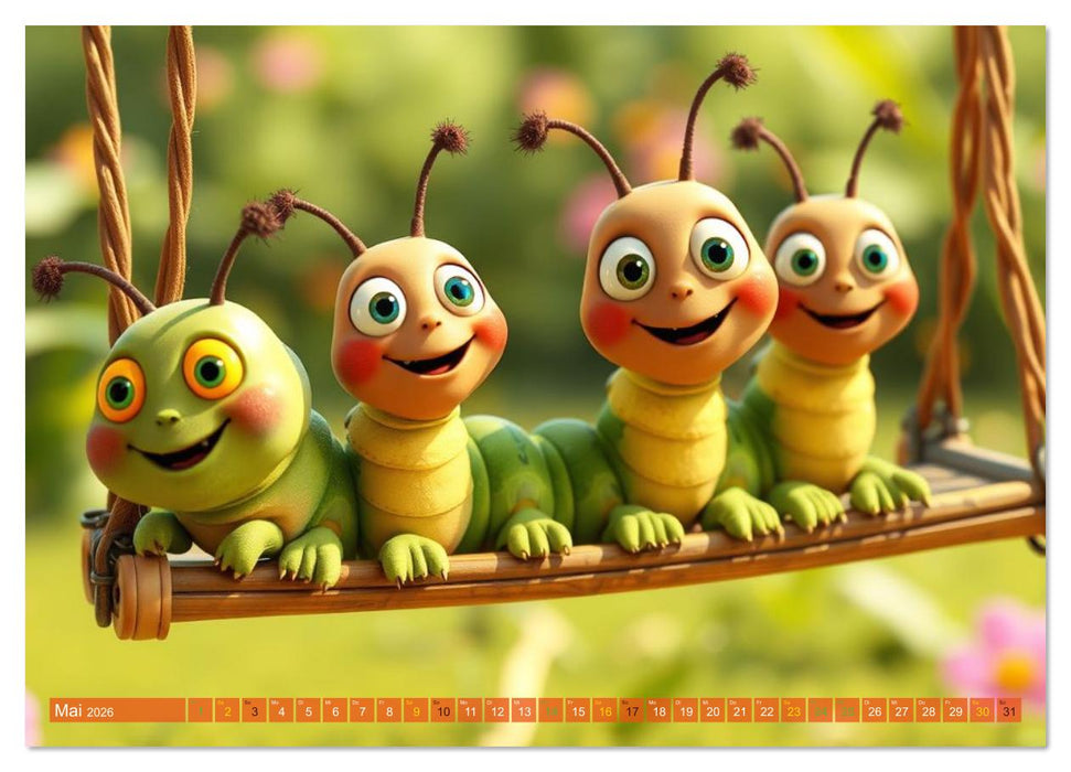 Raupen-Rabatz - Ein Jahr voller Krabbelspaß (CALVENDO Premium Wandkalender 2026)