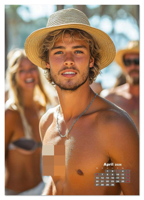 SEXY MÄNNER - Nackte Haut am Strand (CALVENDO Premium Wandkalender 2026)