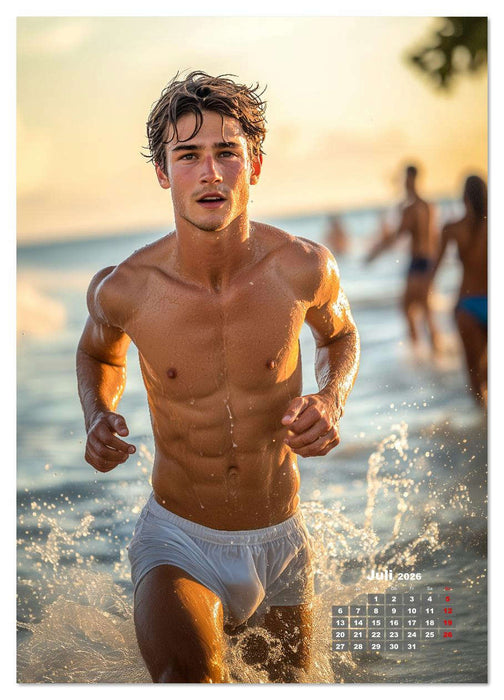 SEXY MÄNNER - Nackte Haut am Strand (CALVENDO Premium Wandkalender 2026)