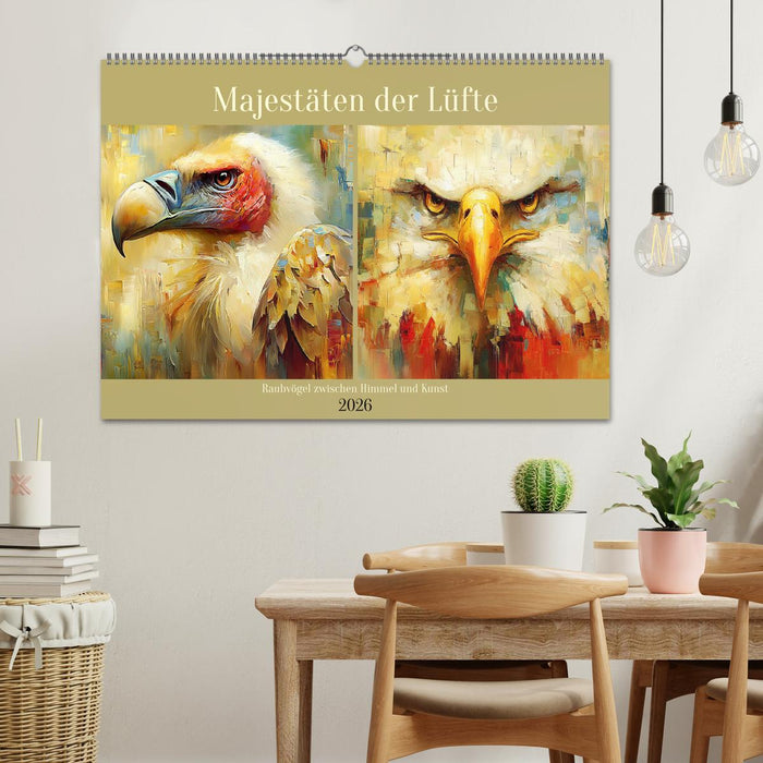 Majestäten der Lüfte. Raubvögel zwischen Himmel und Kunst (CALVENDO Wandkalender 2026)