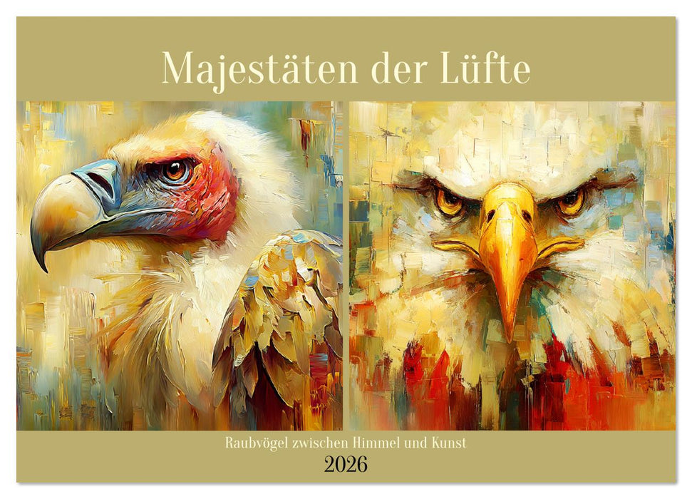 Majestäten der Lüfte. Raubvögel zwischen Himmel und Kunst (CALVENDO Wandkalender 2026)