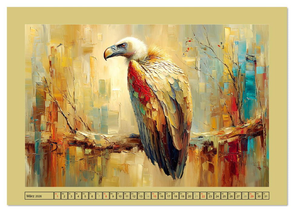 Majestäten der Lüfte. Raubvögel zwischen Himmel und Kunst (CALVENDO Wandkalender 2026)