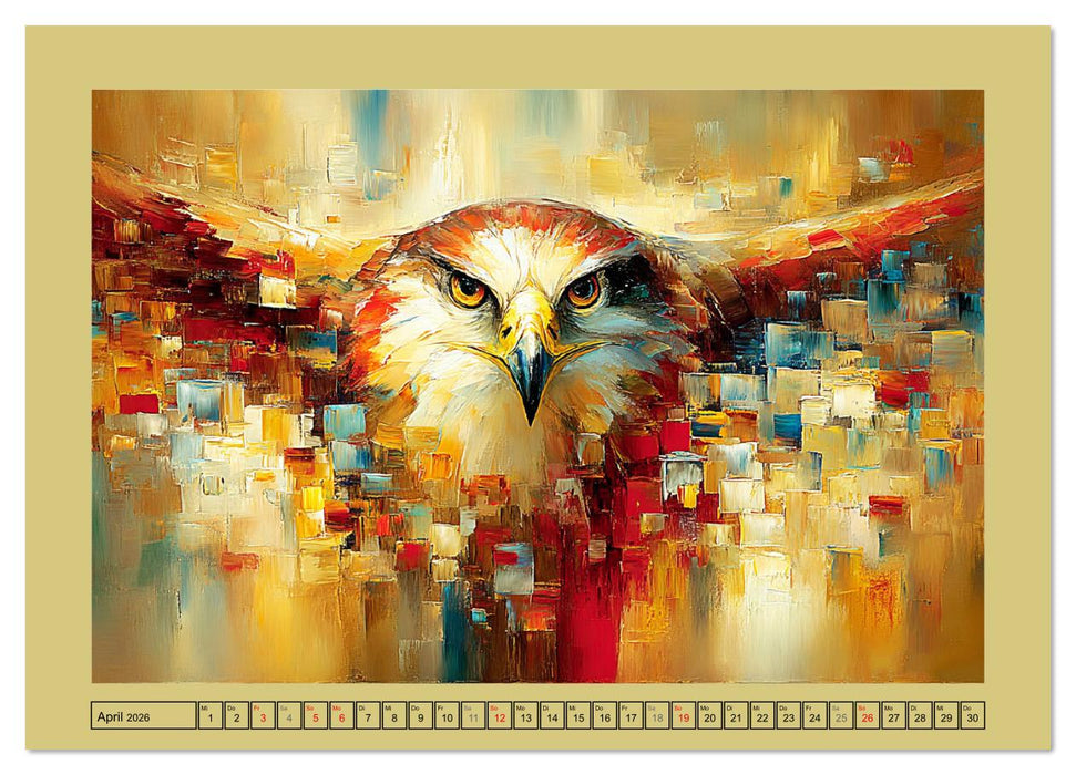 Majestäten der Lüfte. Raubvögel zwischen Himmel und Kunst (CALVENDO Wandkalender 2026)