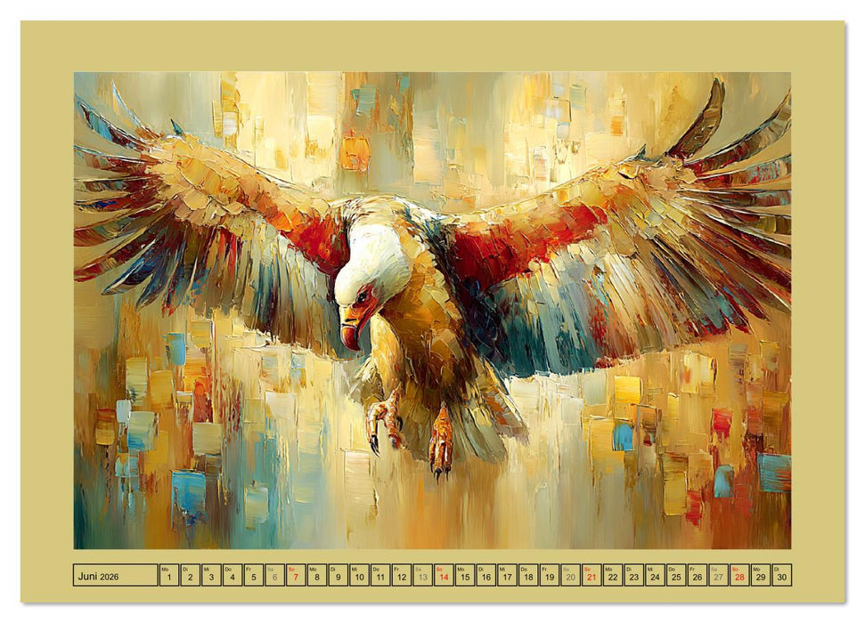 Majestäten der Lüfte. Raubvögel zwischen Himmel und Kunst (CALVENDO Wandkalender 2026)