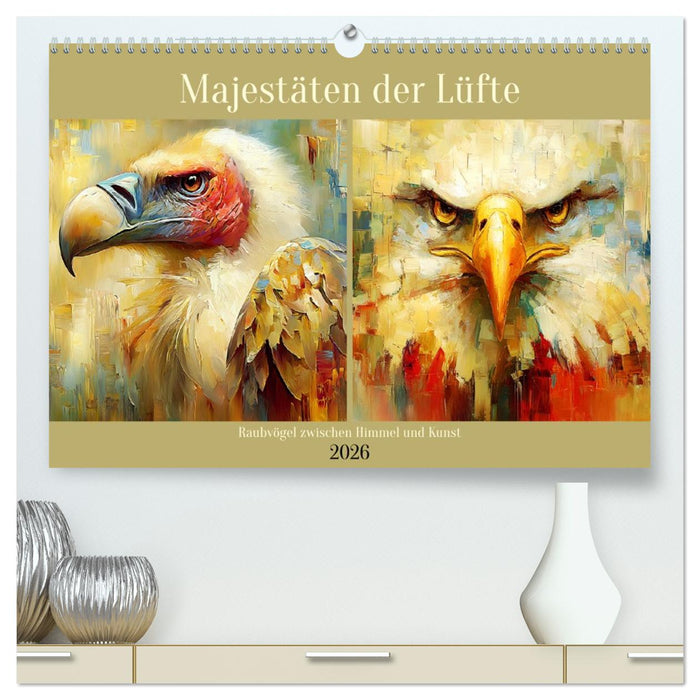 Majestäten der Lüfte. Raubvögel zwischen Himmel und Kunst (CALVENDO Premium Wandkalender 2026)