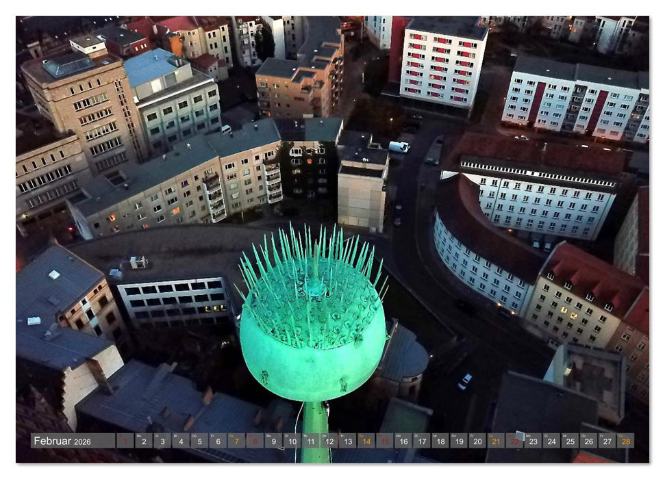 HALLE AN DER SAALE NACHTFLUG (CALVENDO Wandkalender 2026)