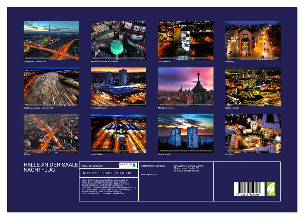 HALLE AN DER SAALE NACHTFLUG (CALVENDO Premium Wandkalender 2026)