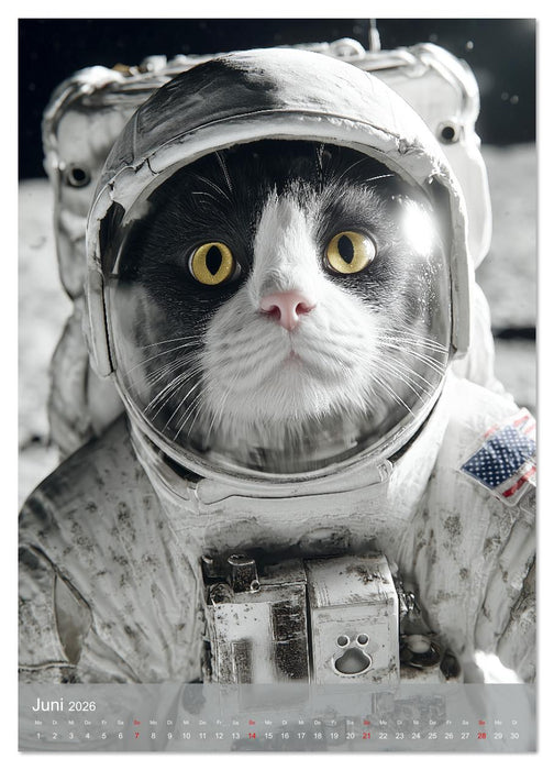 Katzen im Weltall - lustiger Katzenkalender für Kinder, Familien und Katzenliebhaber (CALVENDO Wandkalender 2026)