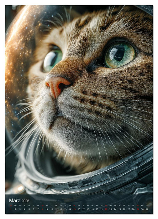 Katzen im Weltall - lustiger Katzenkalender für Kinder, Familien und Katzenliebhaber (CALVENDO Premium Wandkalender 2026)