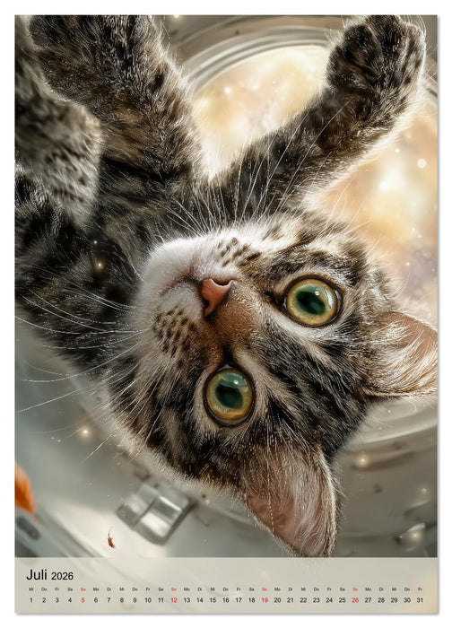 Katzen im Weltall - lustiger Katzenkalender für Kinder, Familien und Katzenliebhaber (CALVENDO Premium Wandkalender 2026)